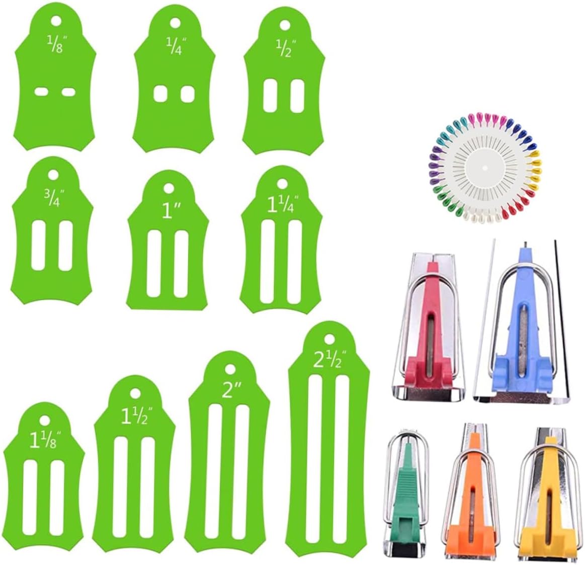 Green Bias Tape Maker Kit for DIY Sewing Lovers, Alloy Plastic