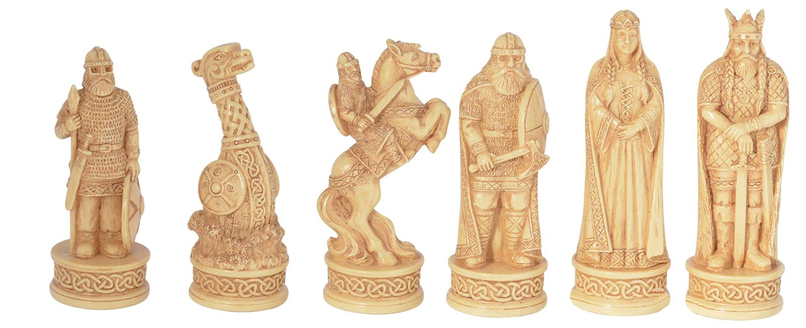 Veronese by Joh. Vogler GmbH Hochwertiges Wikinger Schachfiguren Set 32 Stück handbemalt bis 80mm Schachspiel