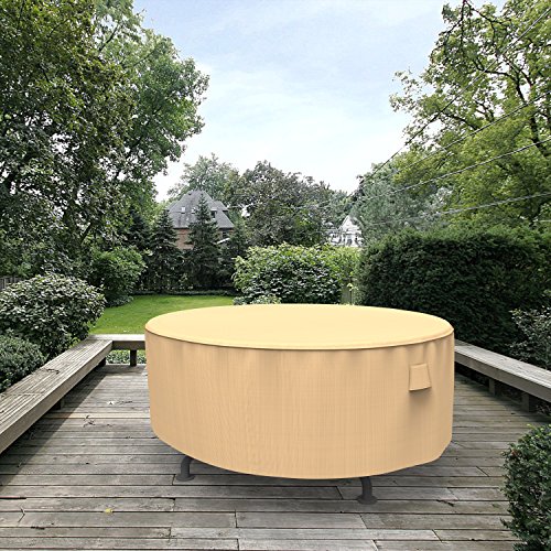 Budge Sedona Round Patio Table Cover, Tan, Large #TOP1