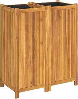vidaXL Planter with Lining, Raised Bed, Flower Box, Plant Pot, Flower Box Garden, Patio, Terrace, 84 x 42 x 100 cm Solid Acacia Wood