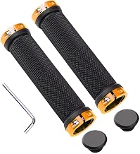 1 Pair Professional Bicycle Grips, Ergonomic Bicycle Grip, Non-Slip Rubber Bike Handlebar, MTB BMX Handle, Bicycle Handlebar Protector (Gold)