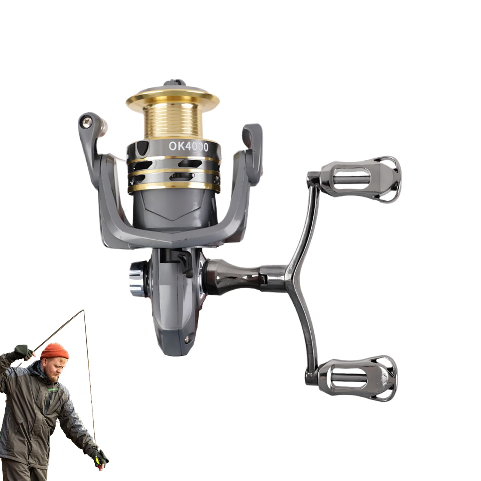 Moulinet de pêche 5.2:1 pour surfcasting et eau douce avec double levier - 8
