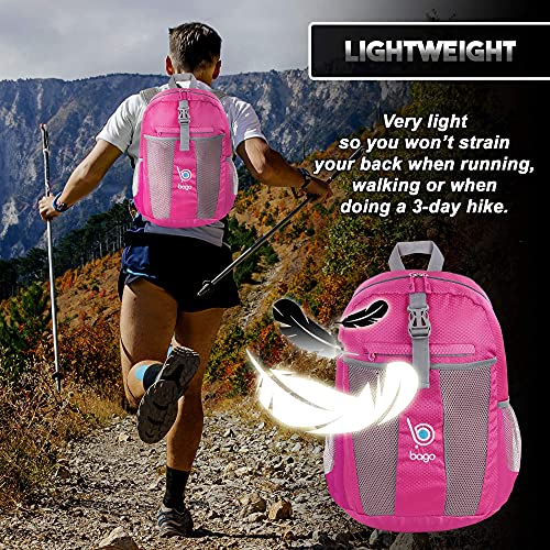 Bago Lightweight Small Hiking Backpack For Women And Men - 25L Travel Day Pack - Foldable Hiking Daypack Ultralight For Camping Outdoor Sports - Day Bag Packable Backpack For Travel (Pink) #TOP4