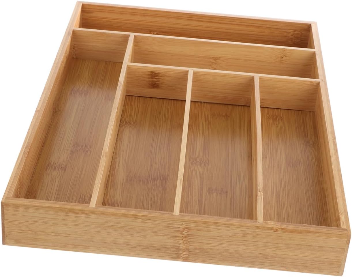 SUPVOX Cutlery Storage Tray Drawer Organizer with 6 Compartments, Kitchen Utensil Holder Box for Flatware and Tableware Storage