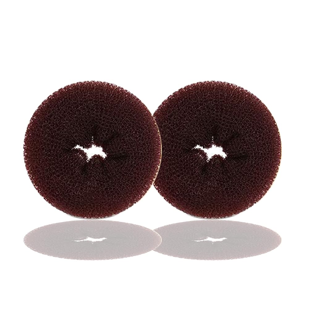 Kitjans Extra Hair Donut Bun Maker for Kids, 2PCS Ring Style Small Bun Shaper, Suitable for Short and Thin Hair, 2.5 Inch/Brown