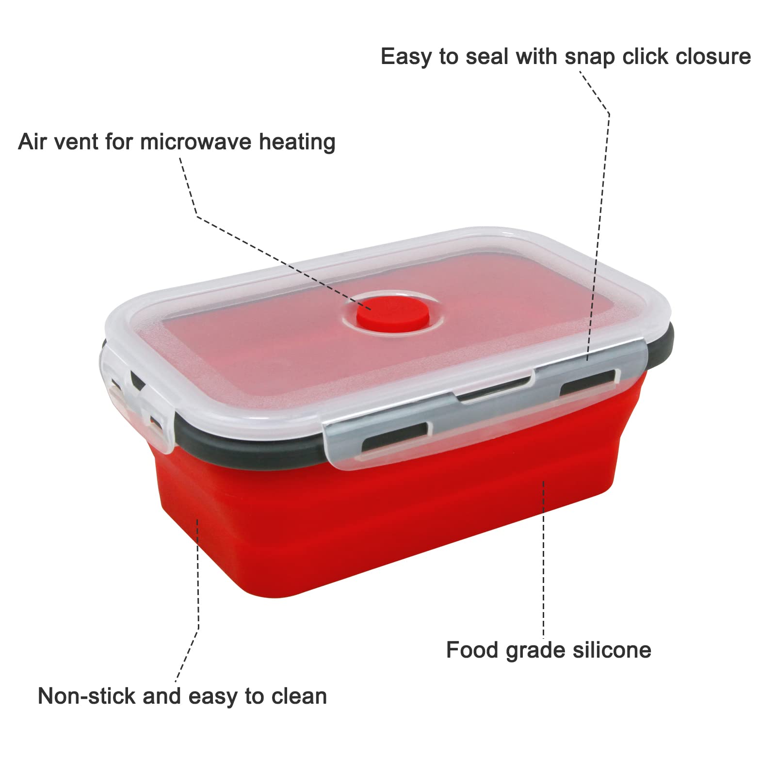 4-teilige Faltbare Lunchbox Aus Silikon – Bento-Box Für Unterwegs, Schule, Büro & Picknick