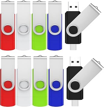 ABLAZE 32GB USB C Flash Drive 10 Pack, OTG USB 2.0 + Type C Memory Stick Dual Type C Thumb Drive Compatible with iPhone 17/16/15, Android Smartphone, Computers
