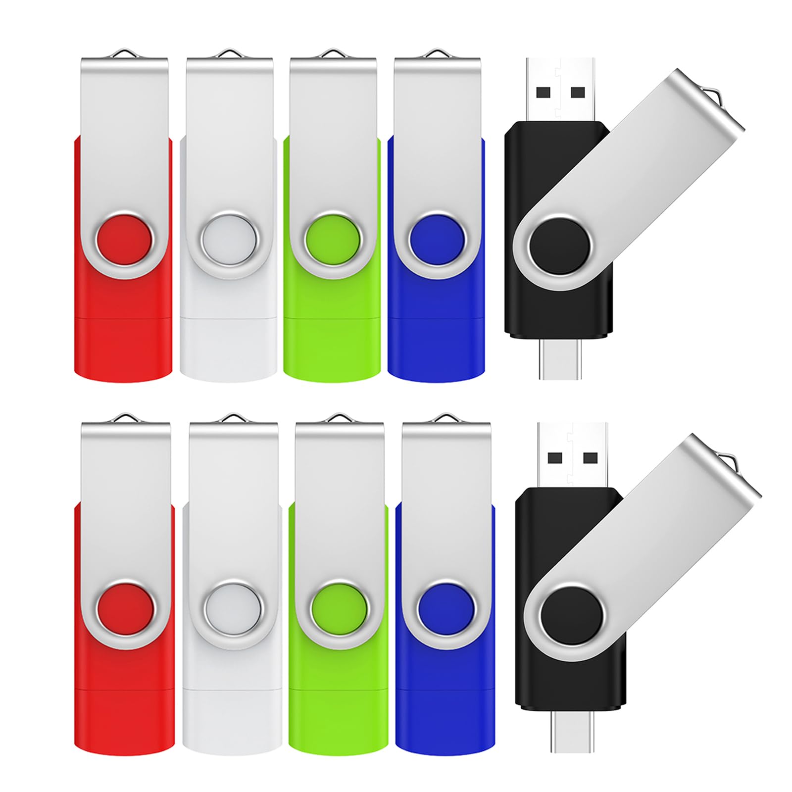 ABLAZE 10 Pezzi Chiavetta USB C 32 GB OTG USB 2.0 Type-C | compatibile con i-/Phone 16/15, smartphone Android, computer, tablet, Mac, iPad e PC