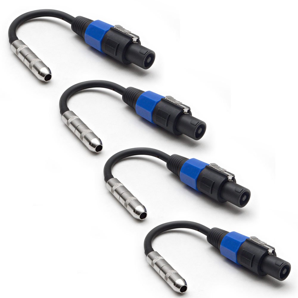 Seismic Audio SAPT56-4Pack 4 Pack 1/4" TS Female to Speakon Adapter Patch Speaker Cable