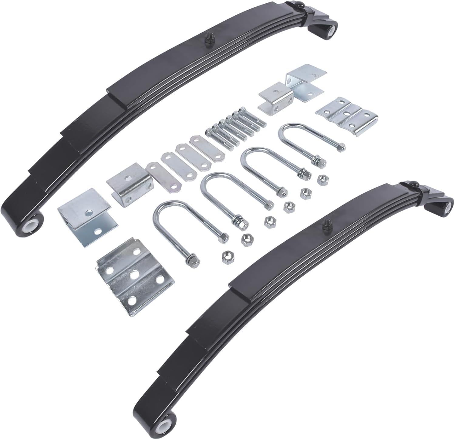 3500lb Single Trailer Axle Suspension Kit 1750lb Leaf Springs & Hanger Kit Replacement for 2" Round Axle
