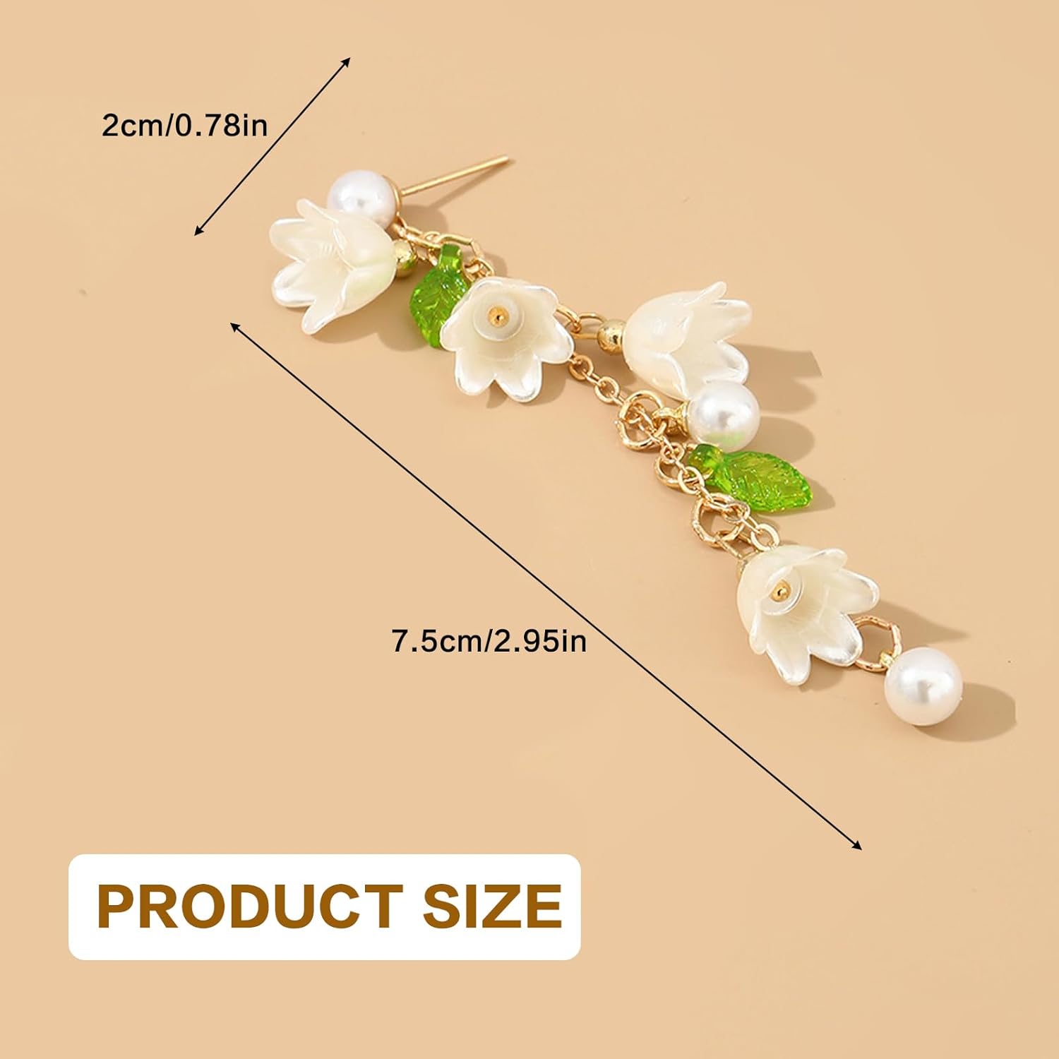Lily of the Valley Earrings for Women,Elegant Floral Stud Earring,Statement White Flower Pearl Long Tassel Dangle Earrings,Floral Drop Earring,Fairy Flower Jewelry for Women - Image 2