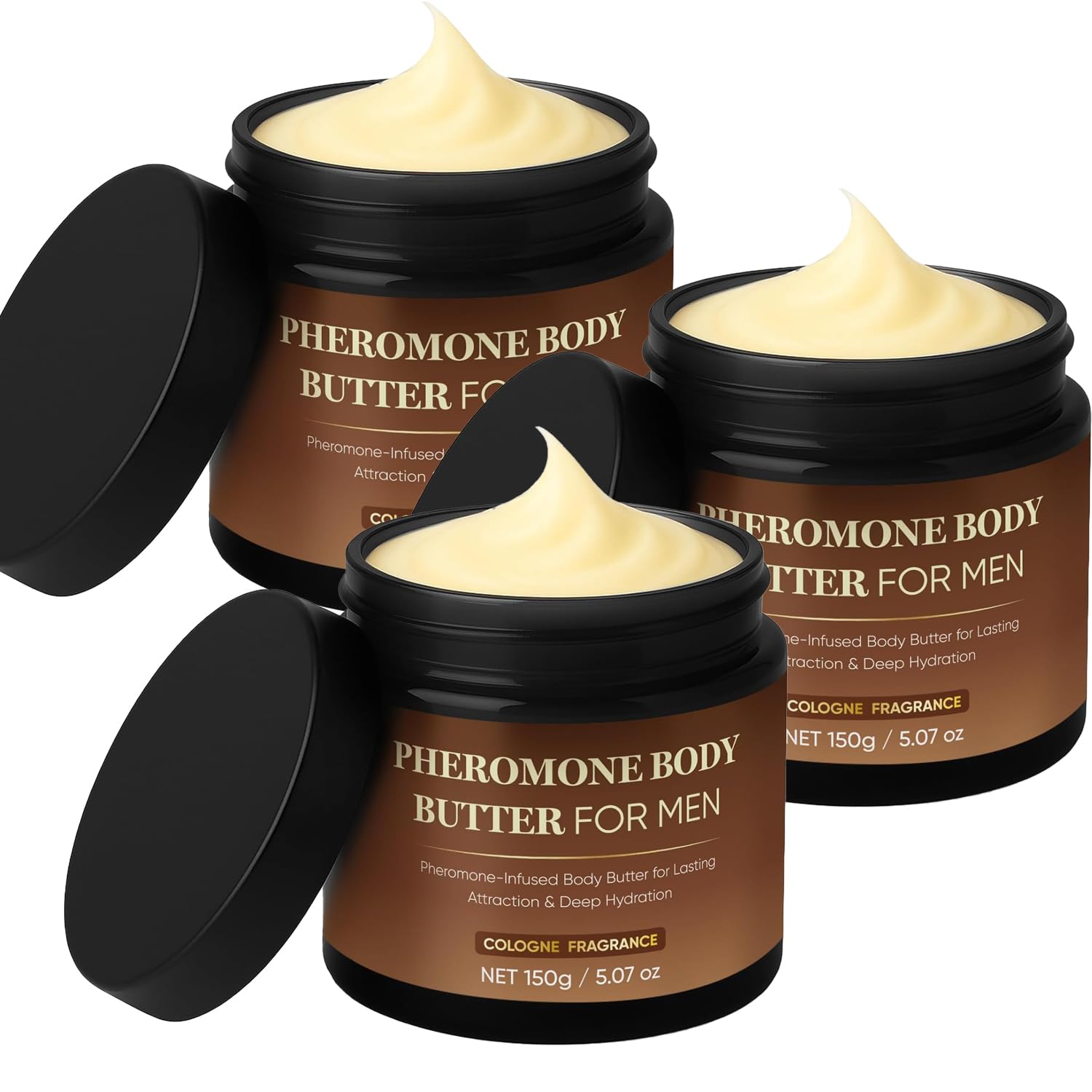 Pheromone Body Butter For Men,Deep Moisturizing Body Cream with Shea Butter, Cocoa Butter & Coconut Oil, Long-Lasting Masculine Scent, Non-Greay (2Jar)