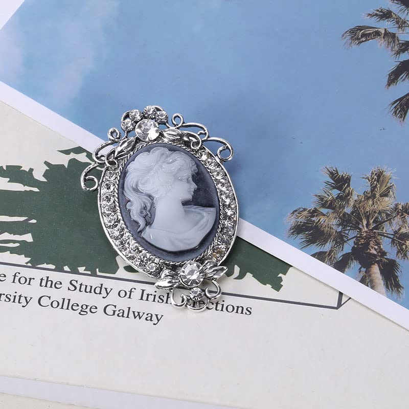 Image of lureme Vintage Elegant Victorian Lady Beauty Cameo with Crystal Brooch Pin (br000017)