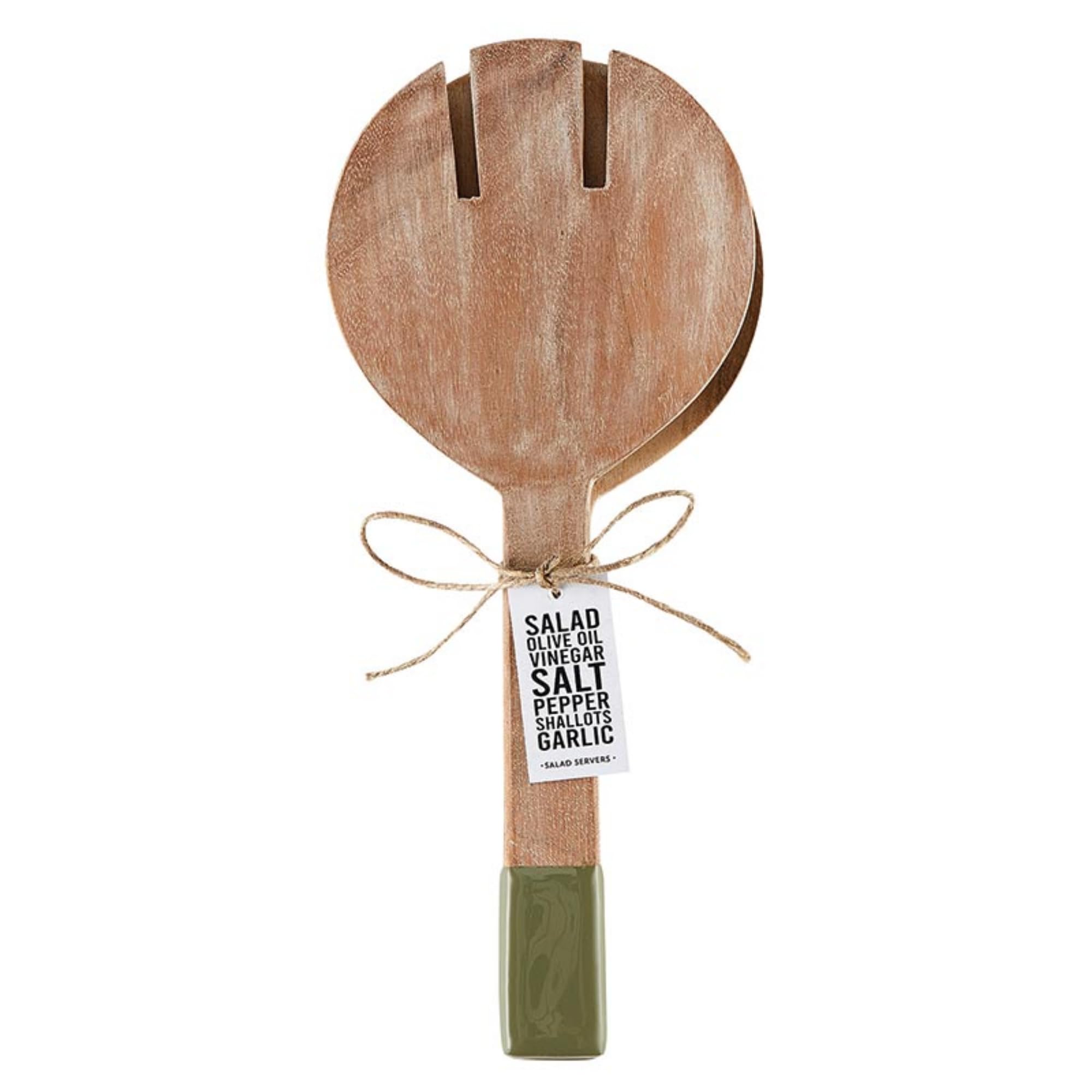 Santa Barbara Design Studio P2287 Salatbesteck Servierset aus Akazienholz und Emaille, Holz – Akazie, Natur und Grün