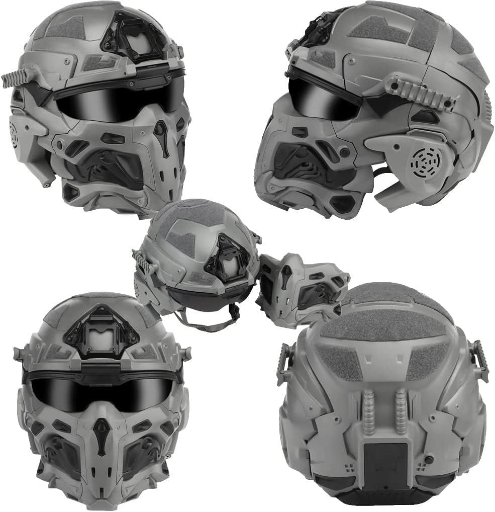Airsoft Masque intégral, casque tactique, casque militaire, casque intégré, ventilateur anti-buée, masque, 1 pièce détachable Paintball Bbs, protection militaire (BK Airsoft Masque intégral, casque tactique, casque militaire, casque intégré, ventilateur anti-buée, masque, 1 pièce détachable Paintball Bbs, protection militaire (BK