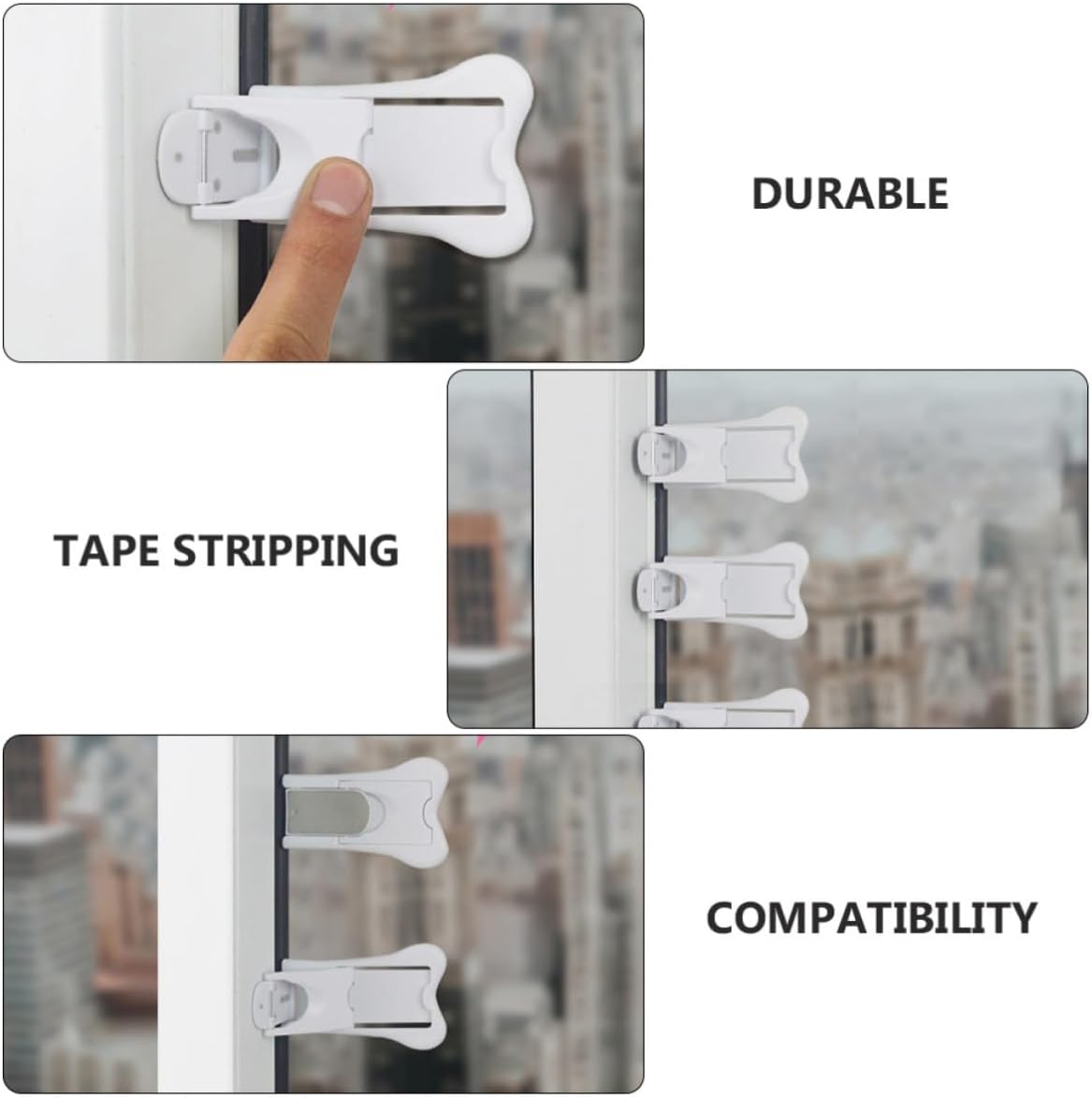 Vaguelly 6pcs Childproof Cabinet Cupboard Lock for Home Use Sliding Window Safety Lock with Convenient Design Abs Material for Doors and Cabinets