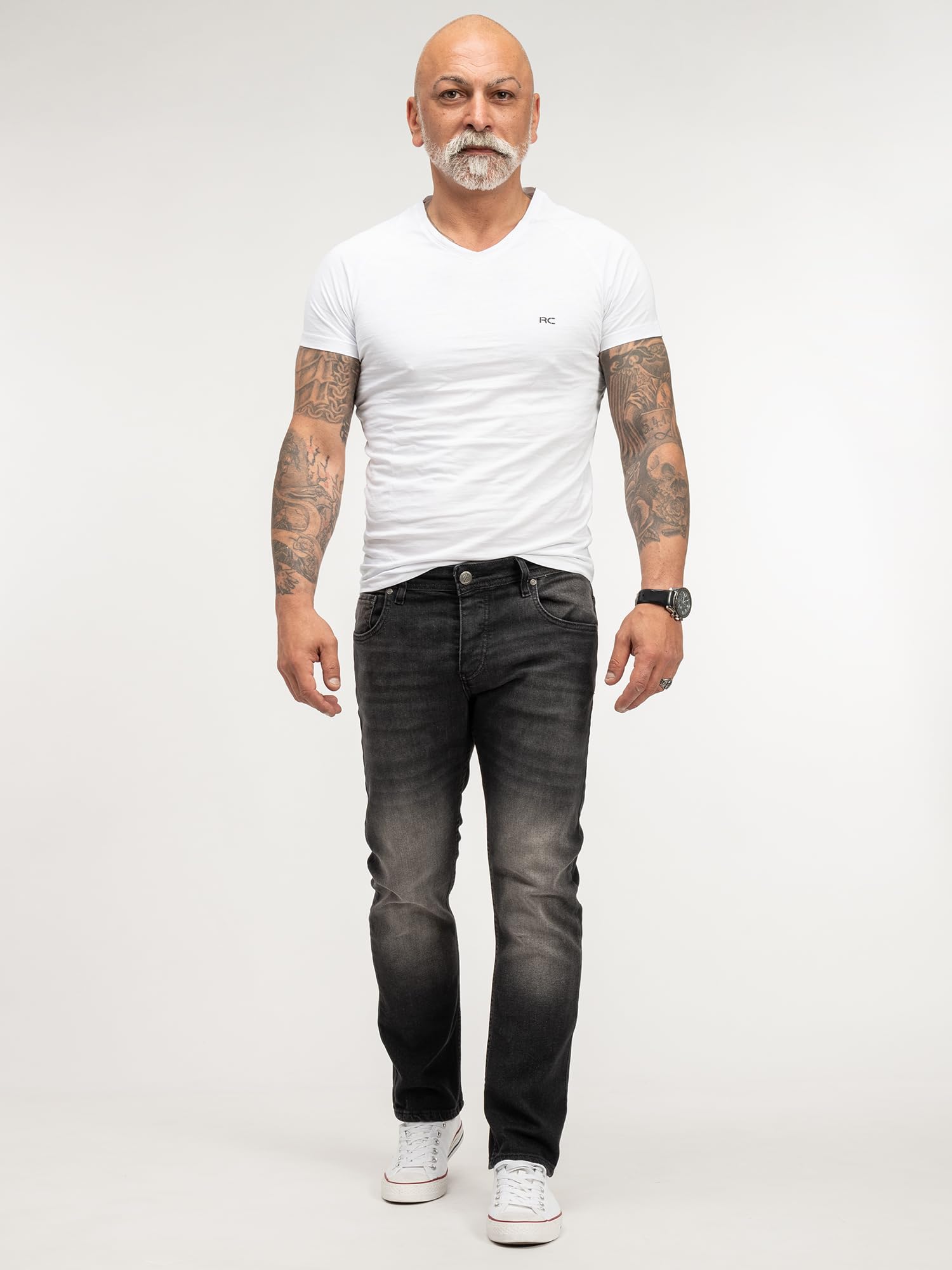 Lorenzo Loren Jeans Herren Hose Regular Fit Used-Look Denim M17 | Herrenjeans mit geradem Bein, lange Jeanshose für Alltag und Freizeit