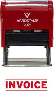 Invoice Self Inking Rubber Stamp Red Ink - Medium