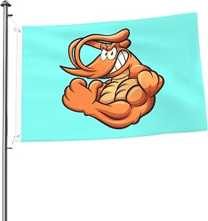 Strong Muscular Shrimp Flags 2x3 Ft Durable Outdoor Indoor Patio Decorations Banner Double Sided 2by3