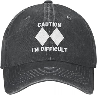 Gorra de béisbol Cuidado, Soy difícil Gorra de béisbol Casual Distressed Lavado Doble Diamante Negro Snapback Gorra para Hombres Gorras al Aire Libre para Mujeres Gorras al Aire Libre