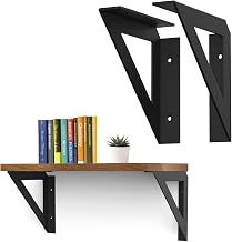SPOROOT Soportes para estante de 15 cm, 4 unidades, color negro, soporte de pared estable, con capacidad de carga de hasta 50 kg, para dormitorio, baño, cocina y salón