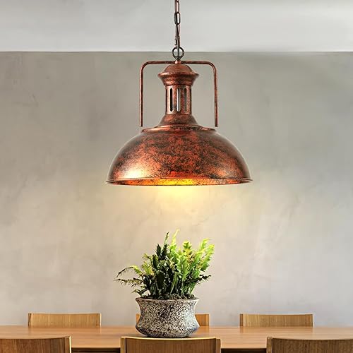 Miniatura 6 de Lámpara colgante de granero náutico industrial individual con cúpula rústica forma de cuenco montado lámpara de techo lámpara de techo