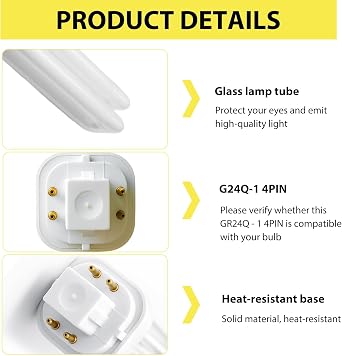 4 Pin G24q-1 Bathroom Light Bulbs,13W Compact Fluorescent Warm White 2700K [Energy Class A]