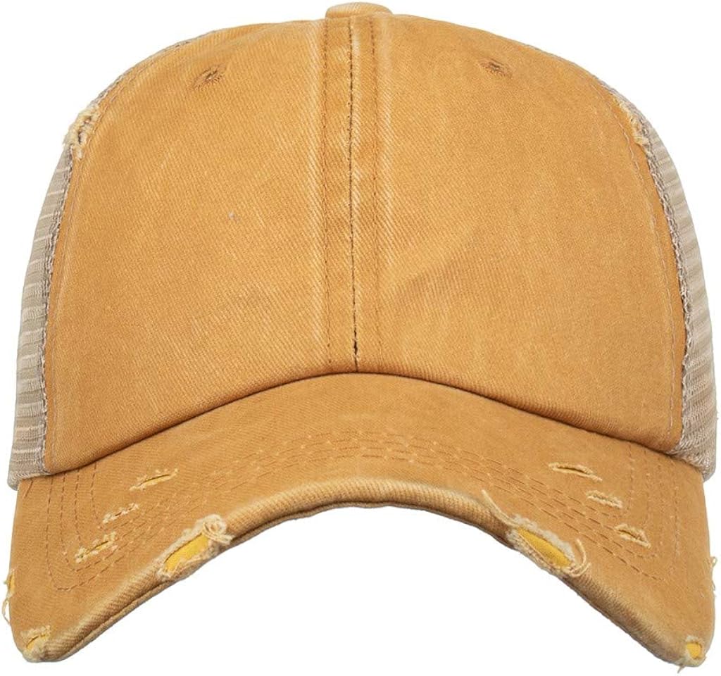 Unisex Baseball Cap, Vintage Visor Cap Adjustable Mesh Criss Cross Strap Messy Buns Trucker Ponycap Ponytail Hat for Women