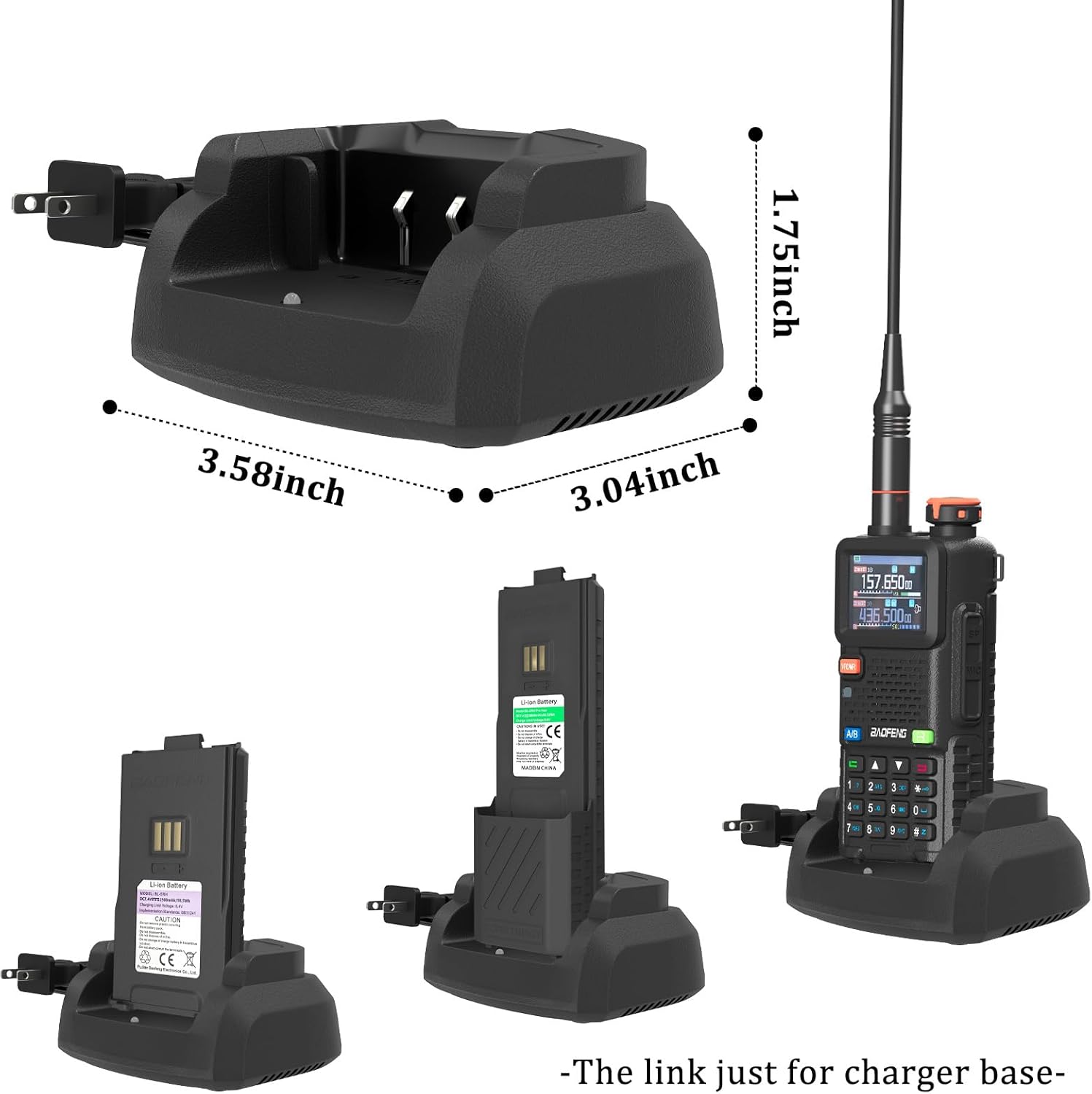 10 Pack BAOFENG UV-5RM Battery Charger Base for K5Plus Two Way Radio GM-5RH Walkie Talkie Accessories Charger Desktop for UV-5G Plus UV-16M Radio