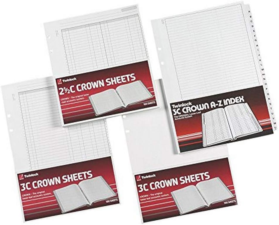 Rexel Twinlock Crown 3C Refill Sheets Double Cash Ledger (Pack of 100 Sheets)