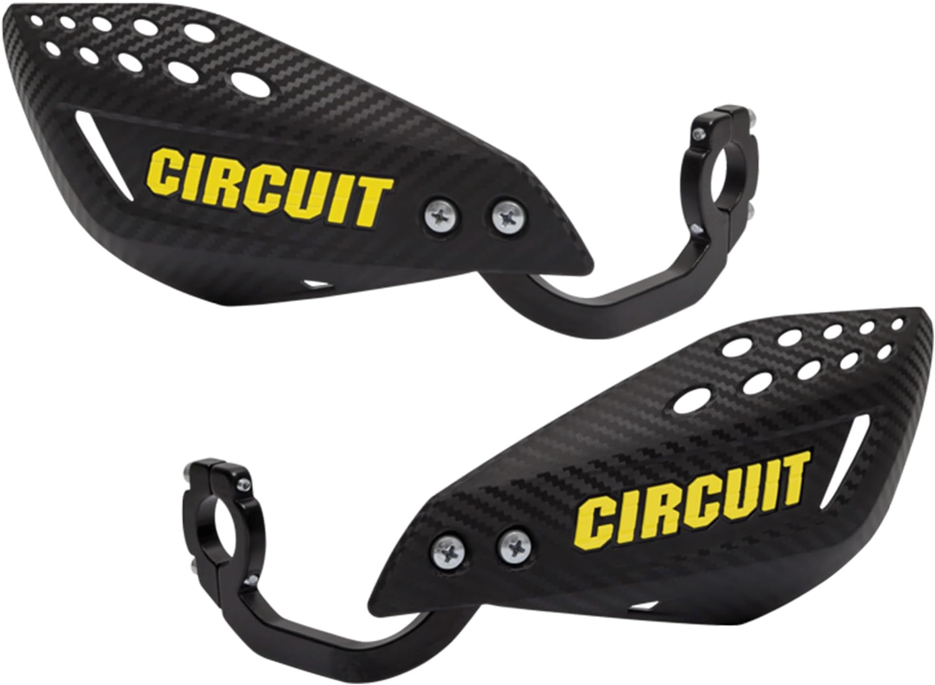 CIRCUIT EQUIPMENT - Vector Universal Motorcycle Handguards - High-Strength Polymer with Ergonomic Design for Comfort and Protection - Ensures Durability and Style in Any Weather - Carbon/Yellow