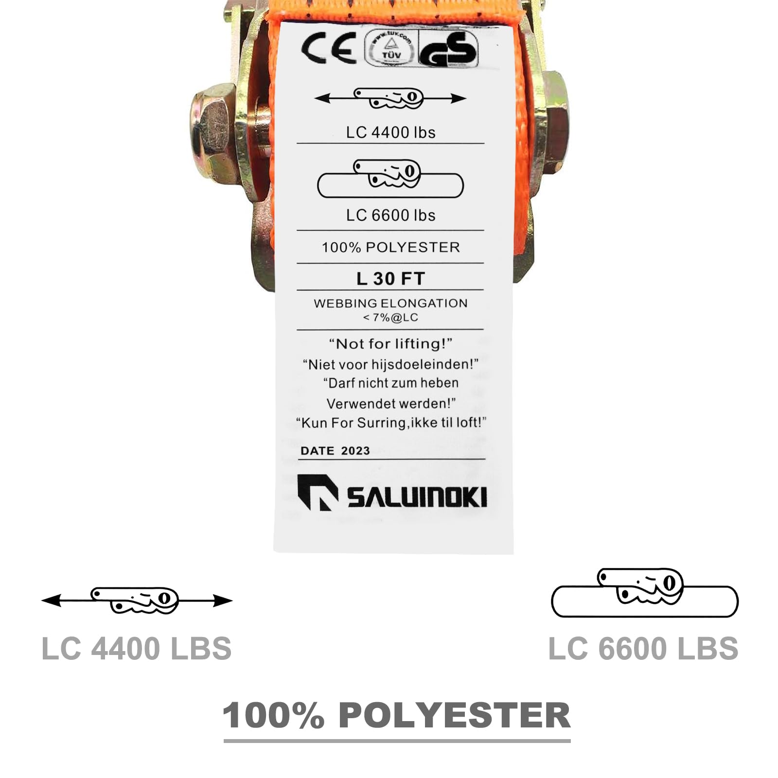 Cinghie a cricchetto piatte per rimorchi, resistenti, per rimorchi, camion, carico di carico 4.535,9 kg, confezione da 4 pezzi