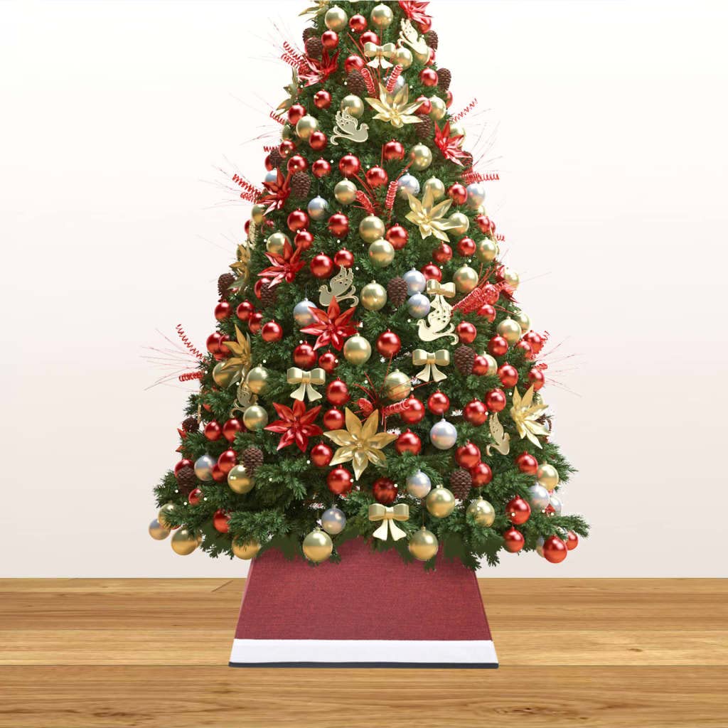 Jupe de sapin de Noël rouge et blanc - 48 x 48 x 25 cm - Protection du sol pour support de sapin de Noël - Décoration de Noël - Salon - Avent - Cadeau de vacances