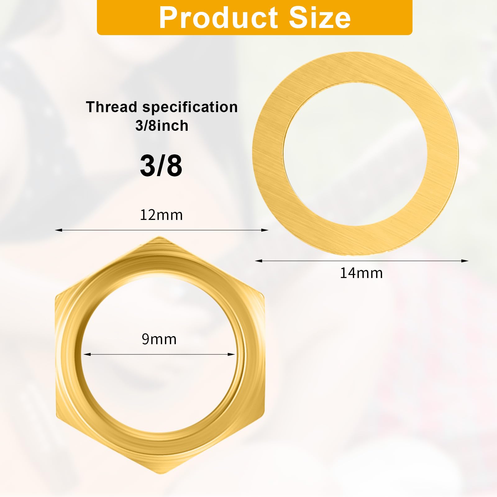 5 Set Jack Socket Nut with Washer, Guitar Nuts and Washers, 3/8