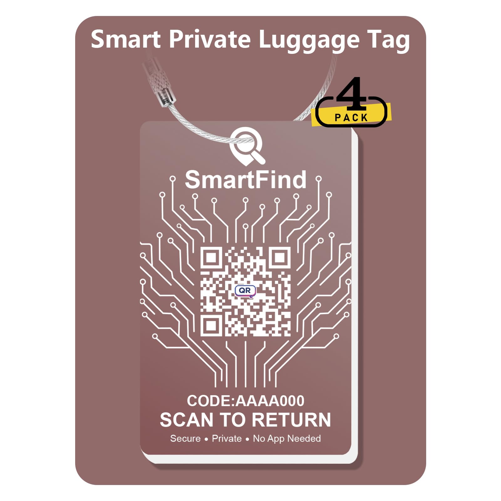 Étiquettes intelligentes pour valises, étiquettes de voyage à code QR avec protection de la vie privée et partage GPS optionnel, aucune application nécessaire, étiquettes durables pour croisières