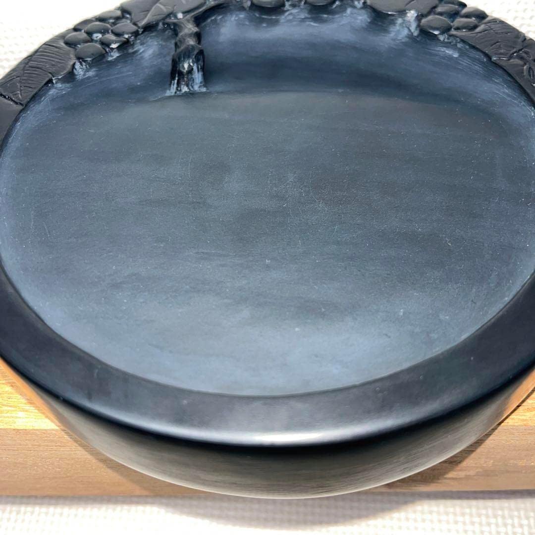 ⭕️2kg大型硯 径18cm葡萄刻研 雨畑硯 芳龍閣本舗 名工