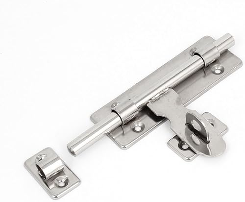 IIVVERR Puerta de Acero Inoxidable Pestillo de Seguridad de Acoplamiento Perno de Barril de Seguridad Juego de tornillos en tono plateado 5.1'