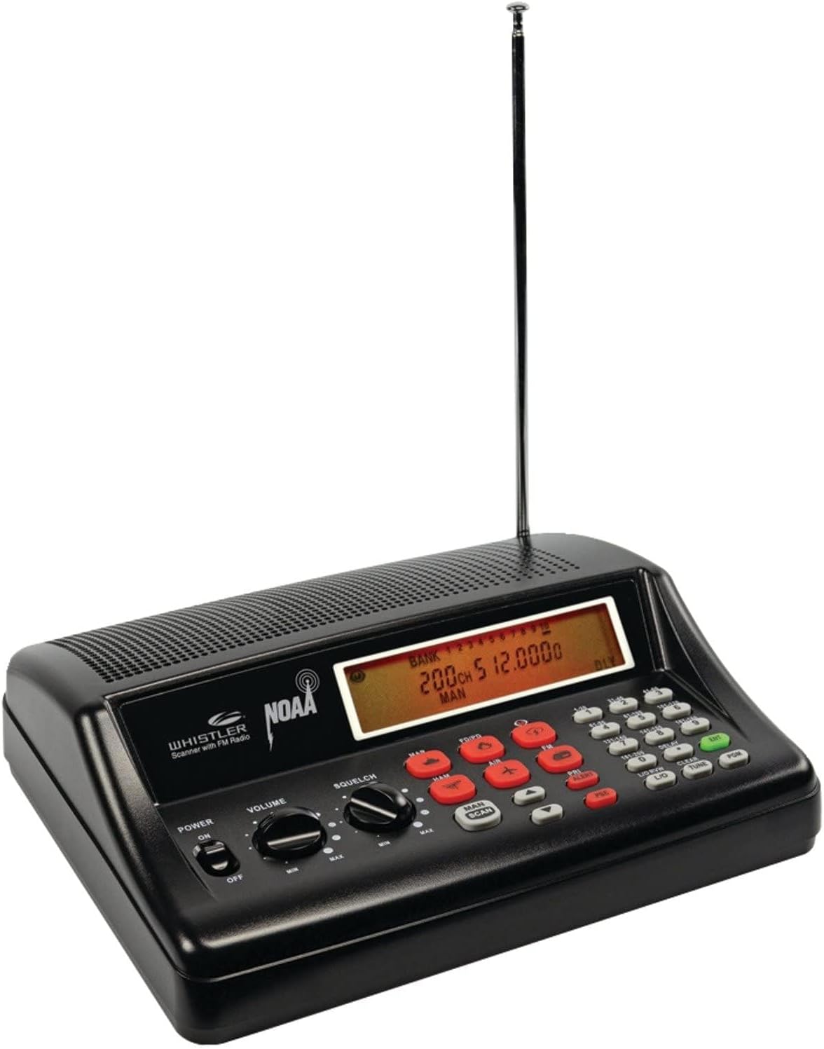 Whistler WS1025 Analog Desktop Scanner – Programmable Police/Fire/Weather Radio with 200 Channels and Backlit LCD Display – Easy-to-Use Base Unit – Black