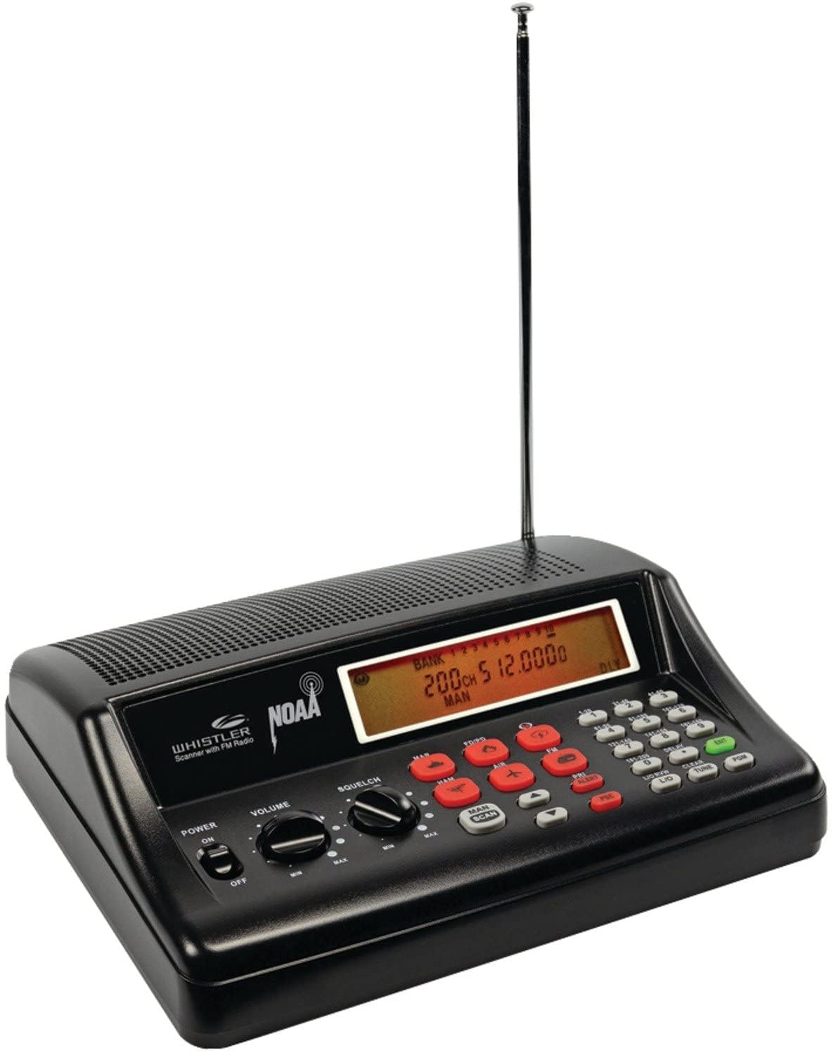 WS1025 Analog Desktop Scanner – Programmable Police/Fire/Weather Radio with 200 Channels and Backlit LCD Display – Easy-to-Use Base Unit – Black