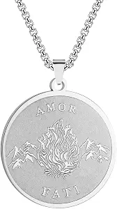 Amor Fati Pendant Stoic Necklace - Philosophy Memento Mori Gift for Men