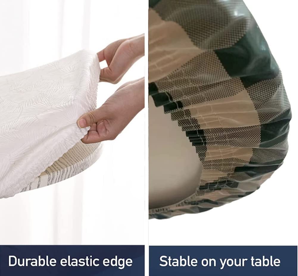 Ronde tafelhoes met elastische band, waterdicht, oliebestendig, afwasbaar, passend tafelkleed, antislip, wasbaar, ronde tafelbeschermer for eetkamer, keuken, patio(White,100cm Ronde tafelhoes met elastische band, waterdicht, oliebestendig, afwasbaar, passend tafelkleed, antislip, wasbaar, ronde tafelbeschermer for eetkamer, keuken, patio(White,100cm
