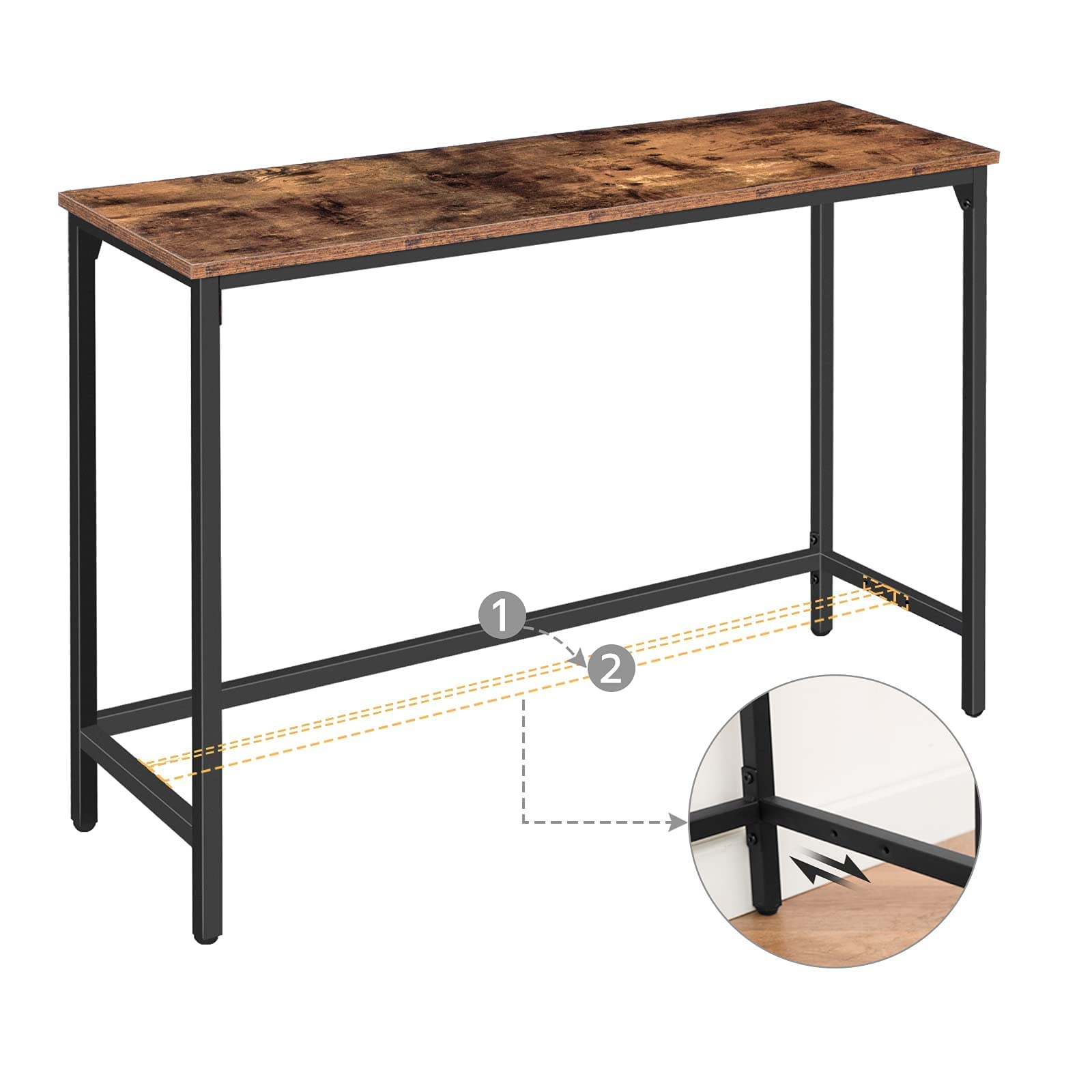 HOOBRO Console Table, Hallway Table with Adjustable Support Bar