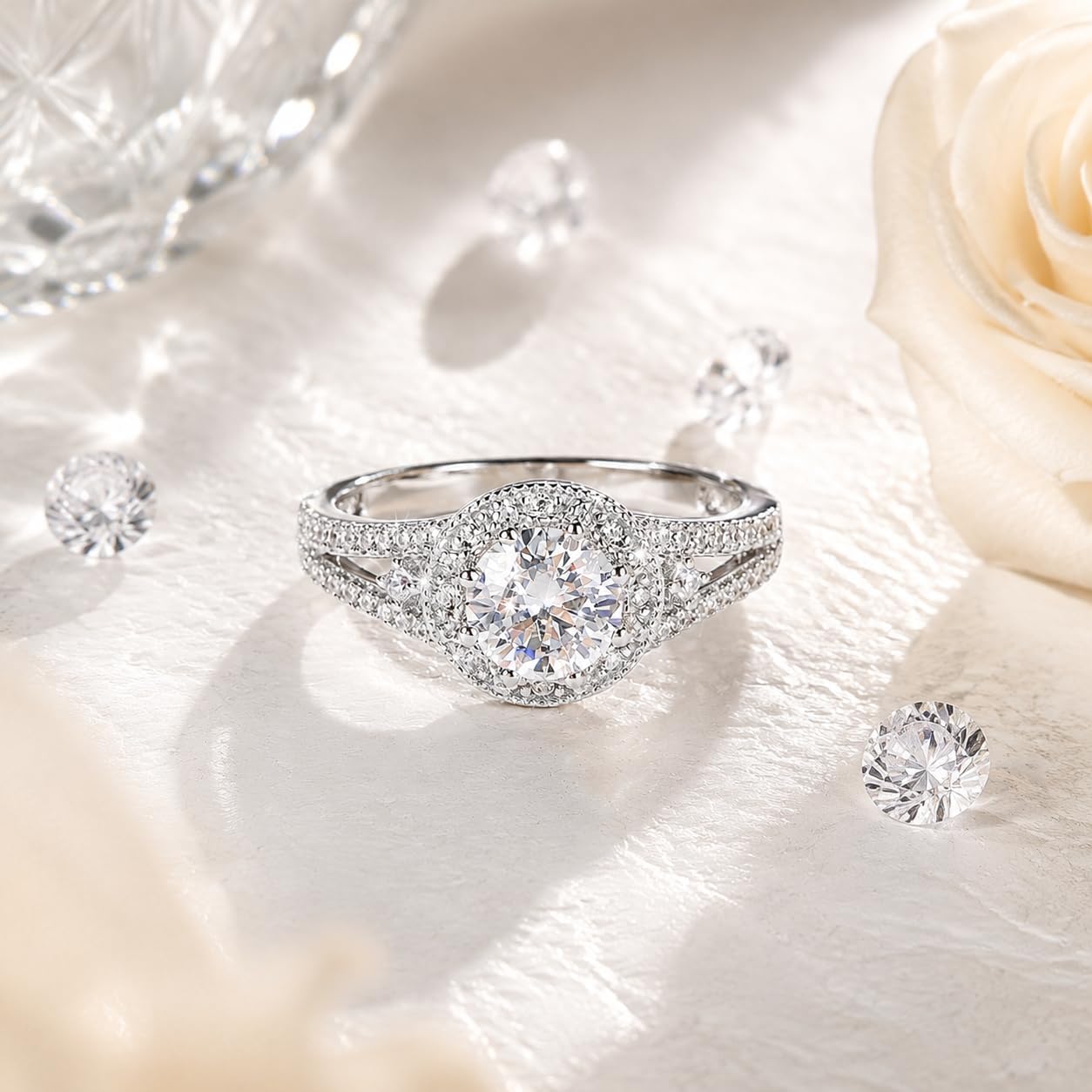 Halo 1 Karat Moissanit Ring für Damen Engagement Verlobungsring