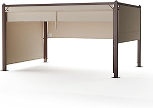 blumfeldt Pantheon Cortina - Gazebo 3 x 4 m, Aluminium Frame, Adjustable Roof & Side Panels, Weather Resistant, Beige/Brown