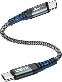 Minlu Cavo USB C A USB C Corto 30 Cm, Angolo 90 Gradi, Ricarica Rapida 100W E Trasferimento Dati 480Mbps, Intrecciato, Per IPhone 15, IPad, Samsung