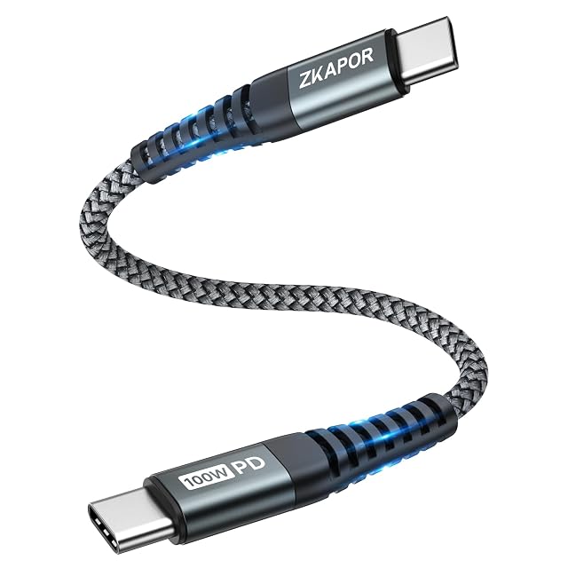 ZKAPOR Kabel USB C na USB C krótki 50 cm, kabel USB C 100 W PD