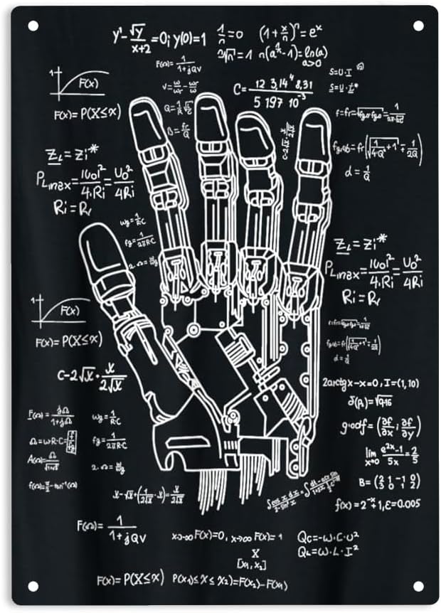 Robot Engineer Formulary - Robotics Maths Developer Sign Metal Tin Signs, Palm Poster for Home Office Garages Cafes Bars Man Cave Wall Decor Plaque Sign 12x8 Inch
