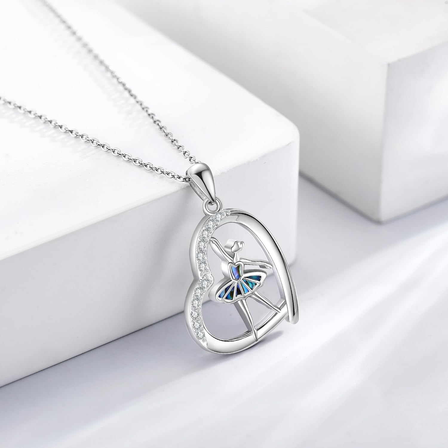 Ballerina Necklace 925 Sterling Silver Heart Ballet Dance Lovers Dancer Pendant Ballerina Jewelry Gift For Women - Image 2