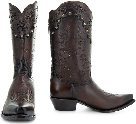 Soto Boots Womens Zippered Burnished Cowgirl Botos M50050 | Dress Boots