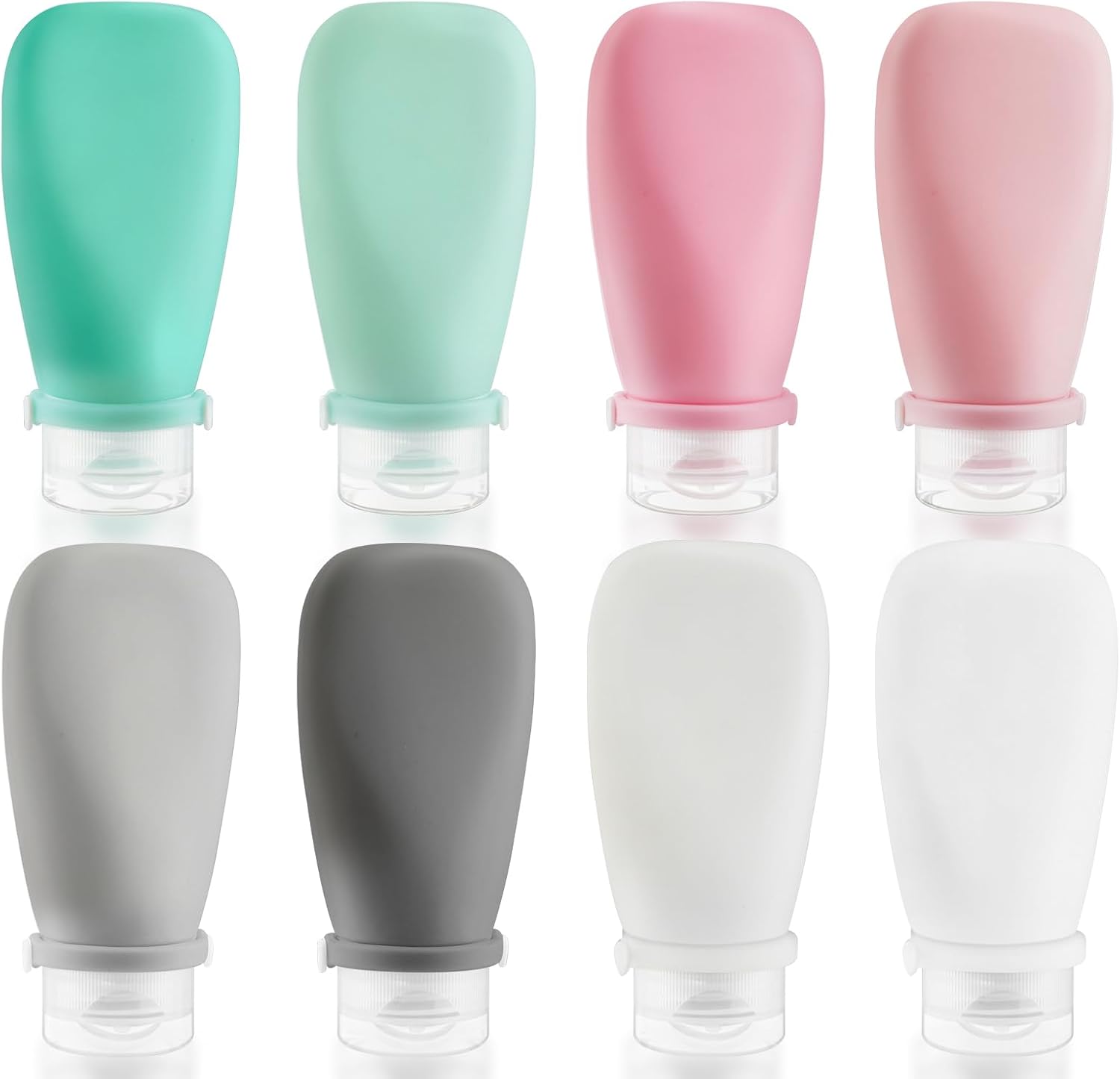 8 Pcs Silicone Travel Bottle,Leak Proof TSA Compliant Travel Makeup Toiletry Cosmetic Container Tube Squeezable With Flip Cap for Toothpaste,Shampoo,Lotion,Conditioner,Body Wash-8 Color (3 Ounce)